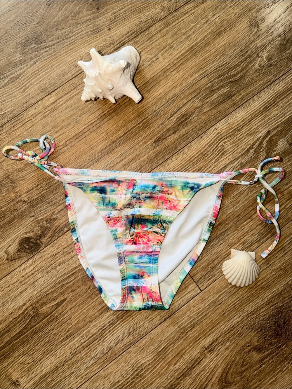 Xhilaration White Bikini Bottoms with Pastel Tie Sides